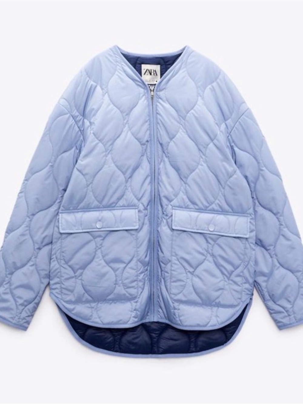 Zara Light Blue Quilted Puffer Jacket for Kids